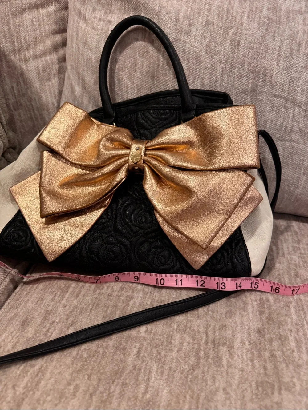 Y2K Betsey Johnson Satin Big Bow Wagon Satchel Handbag